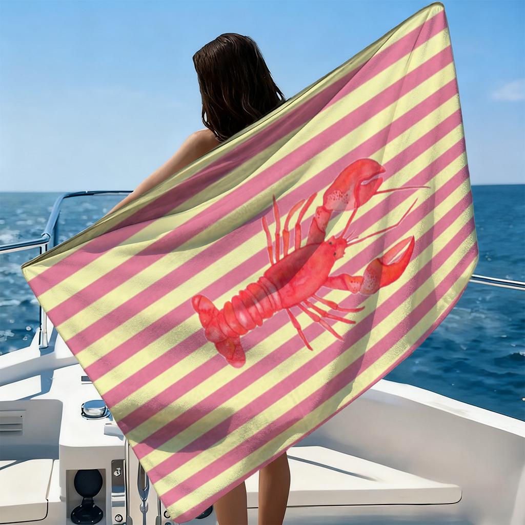 Crayfish Beach Towel Small To Large Quick-drying Towel Suitable for Seaside Pool Sport Gym Yoga Home Towel For Sand Free