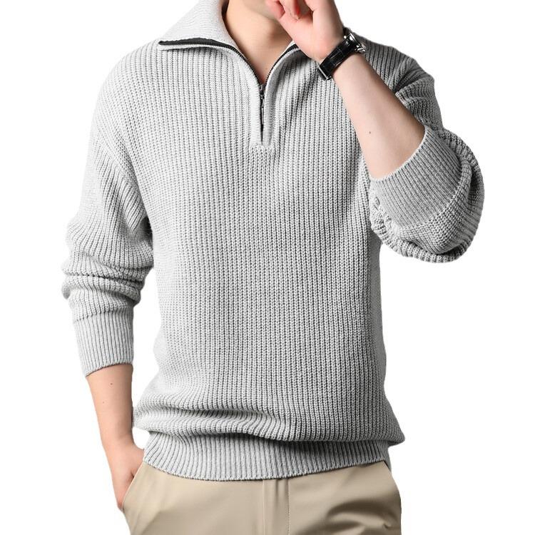 Men's Solid Color Knitwear: British Style Lapel Sweater