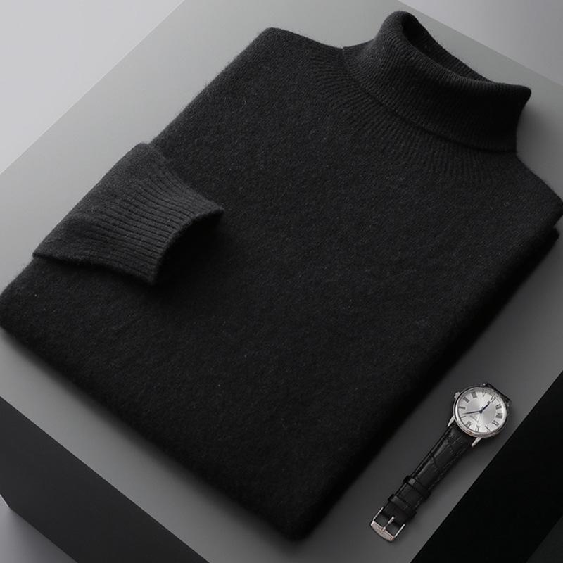 Spring & Autumn Men's Pure Wool Plus Size Knit Sweater - Versatile, Trendy, Lightweight.