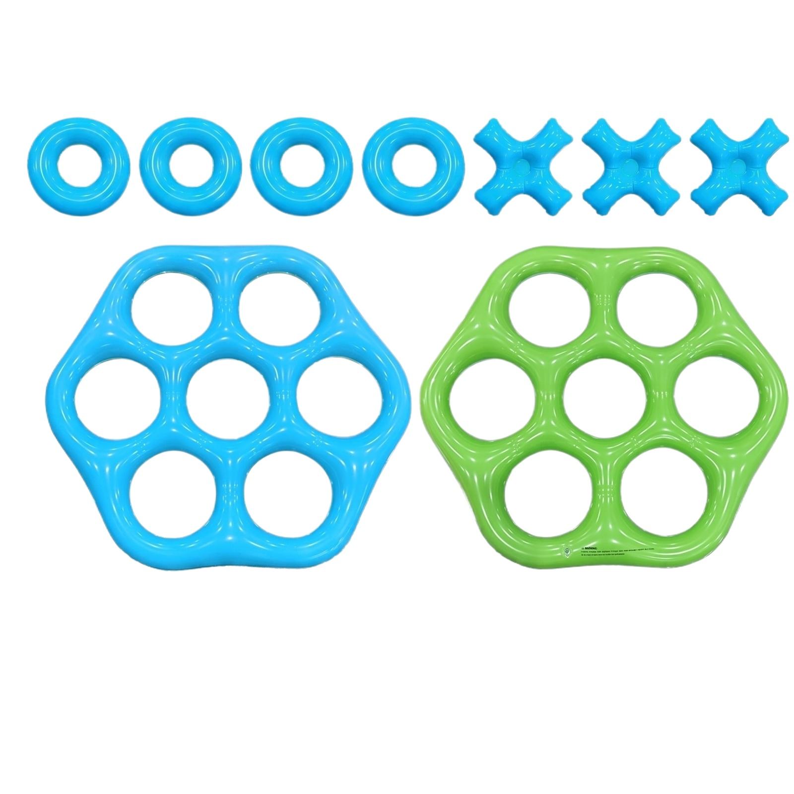 

Inflatable Hexagon Water Toy Set with Multiple Ring Floats and Cross Floats for Pool and Beach Use Durable PVC Material One Size зелёный