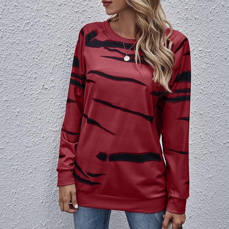 

Женская блузка из ткани для дайвинга с узором красной линии 2XL-3XL