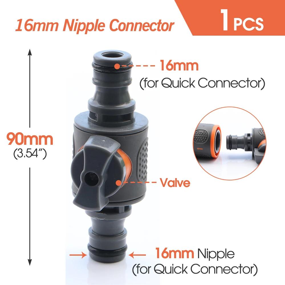16mm Ball Valve Hose Adapter Quick Connector Connect Repair Coupling Joint Extender Garden Irrigation Tubing Stop Water Shut Off