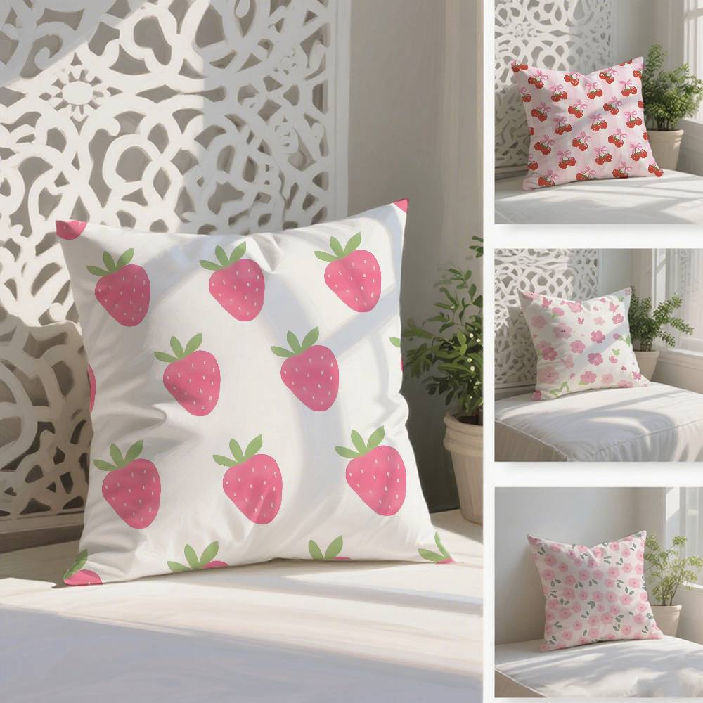 Girls For Spring Floral Ins Print Pillow Case Anti-dustmite Pillowcase Invisible Zipper Silky Short Plush Sofa Cushion Cover