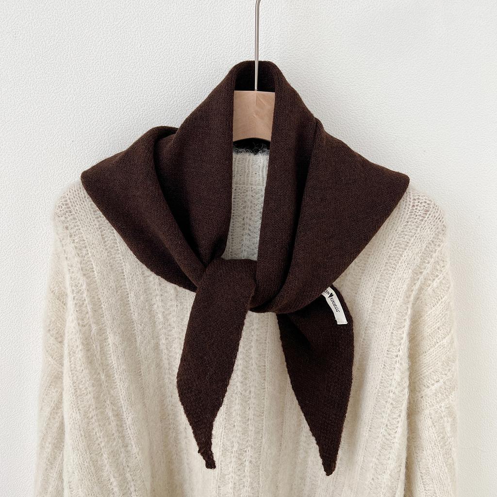 Versatile Striped Wool Knitted Triangle Scarf Women Fashion Wool Scarf Shawl Winter Warm Soft Knitted Hood Scarf Shawl Neck Wrap