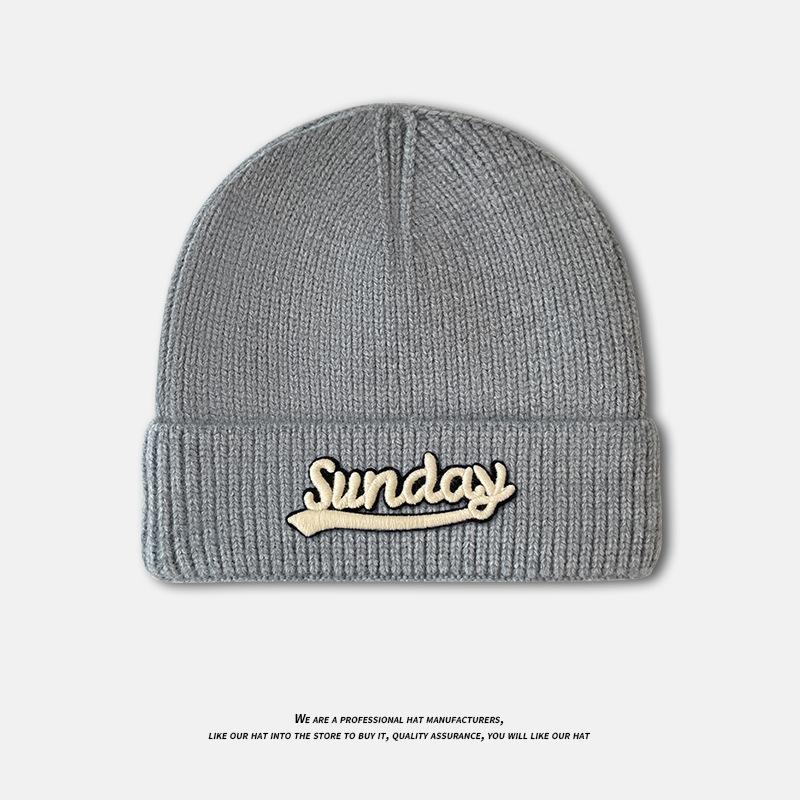 Autumn and winter alphabet wool hat femininity versatile ear protection knitted hat new face small warm cover hat men