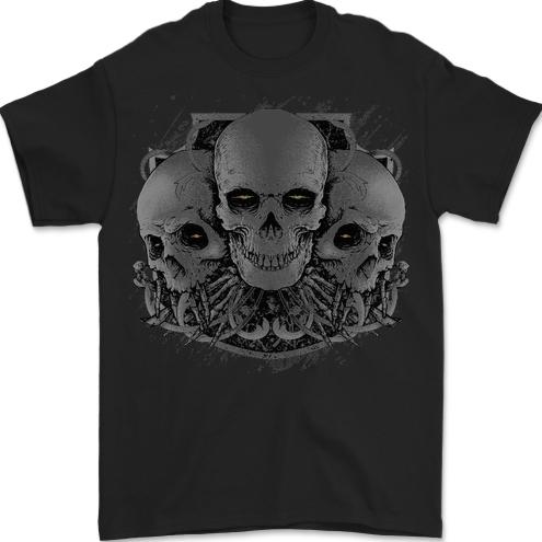 Gothic Skulls Heavy Metal Rock Music Goth Biker Mens T-shirt Cotton XXXL