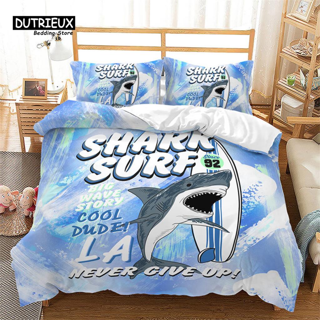 Dziecięca Kreskówkowa Poszwa na Kołdrę Mikrofibra Morze Podwodny Świat Poszwa na Kołdrę Pełna Dla Chłopców Dziewczynek Motyw Morski Zestaw Pościeli