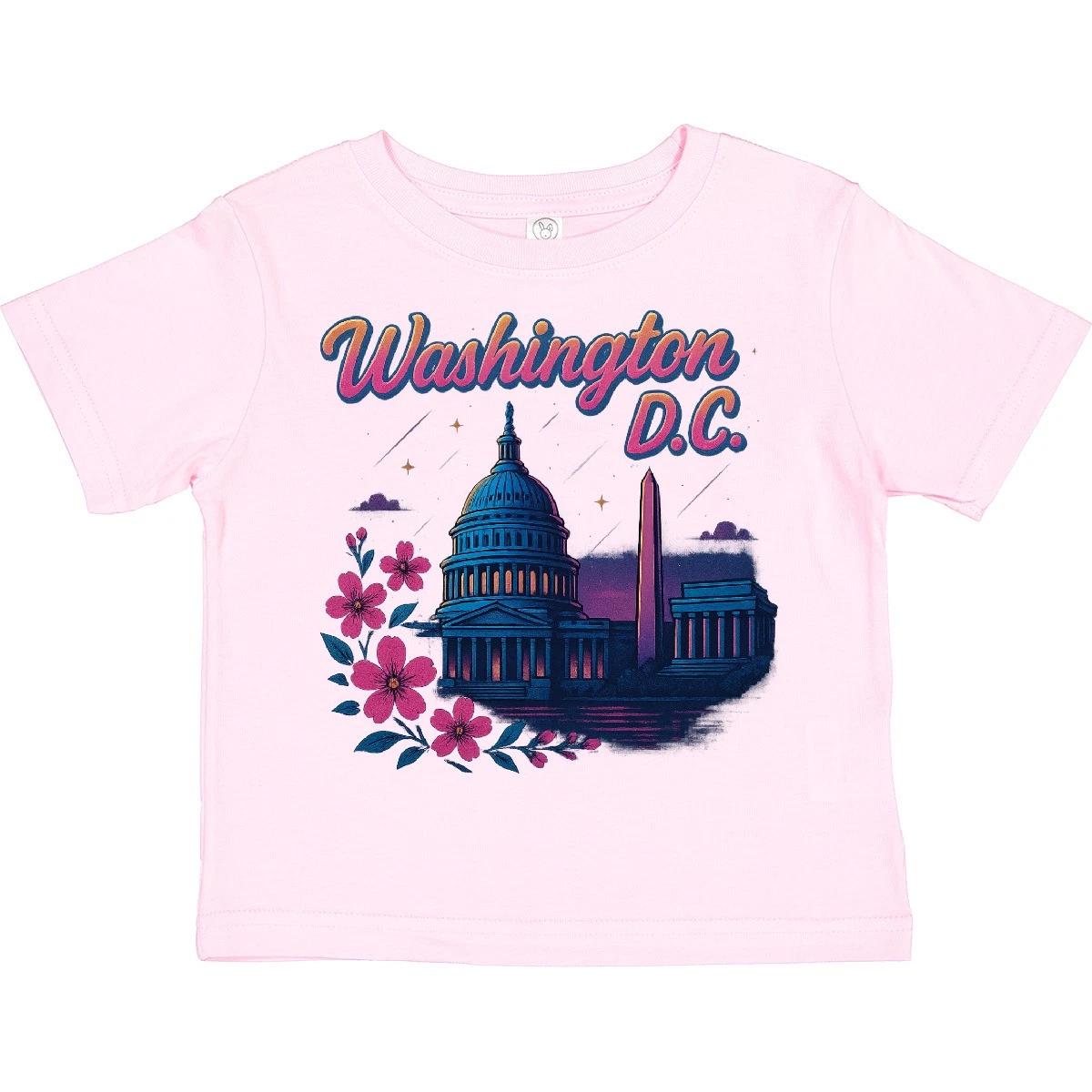 Inktastic Washington D.C. Skyline Cherry Blossoms Toddler kids boys T-Shirt Souvenir Child 110