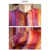 Spring Autumn New Round Neck Long Sleeve Fashion Shirt Women Casual Striped Patchwork Button Cardigan Elegant Cotton Hemp Tops