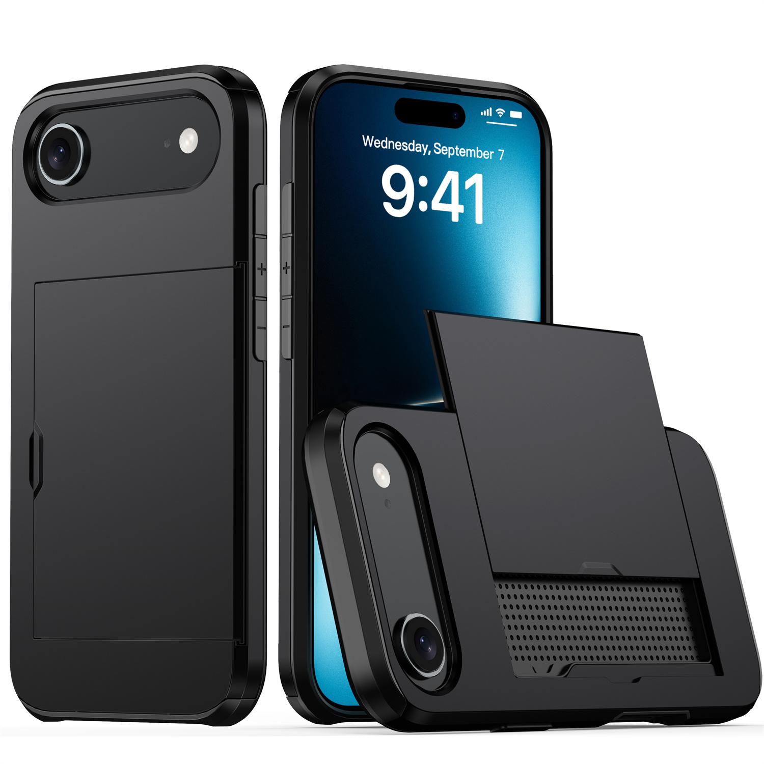 AMORUS For iPhone Air Case with Sliding Card Holder PC TPU Phone Back Cover C