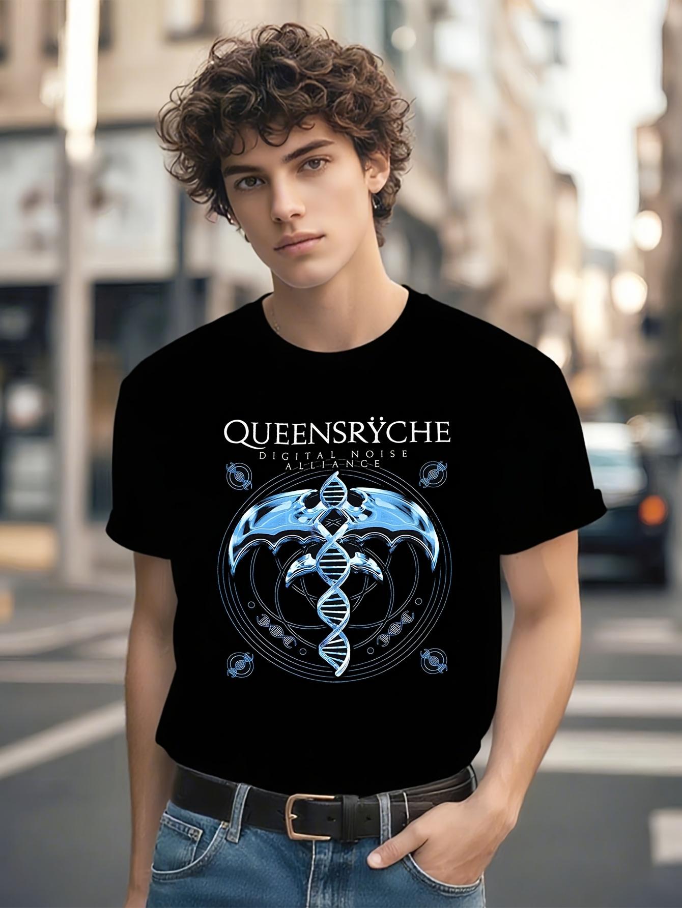 Queensryche DNA Graphic T-shirt - Heavy Metal Band Tee with DNA Helix Design XL