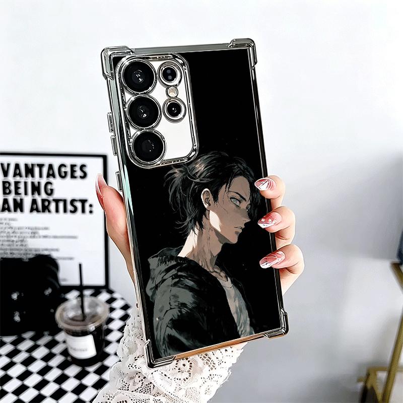 A-Attack On T-Titan Eren Yeager Plating Phone Case For Samsung Galaxy S24 S25 FE S26 Edge S23 Ultra S22 S21 Plus S20 Anti-Fall A