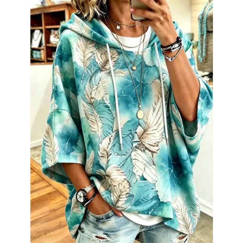 Damen Kapuzenpullover in Übergröße, Elegantes Bequemes Einfaches Muster Print, Modisch und Vielseitig