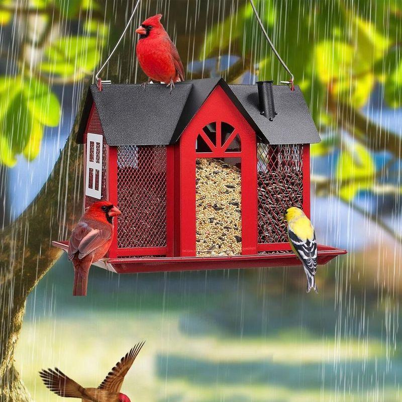 Hanging Bird Feeder For Outside Metal Mesh Large Capacity Bird House Squirrel Feeder Weatherproof Durable Wild Outdoor Decoration