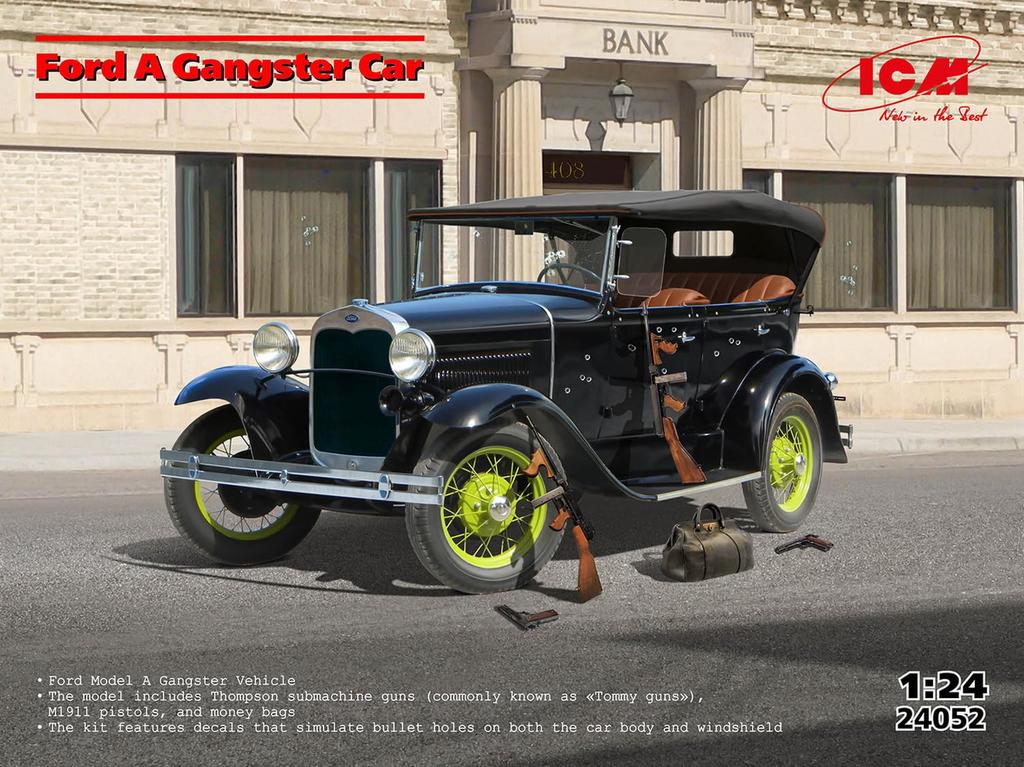 ICM 1/24 Ford Model A Gangster Plastic Model 24052 (Car)
