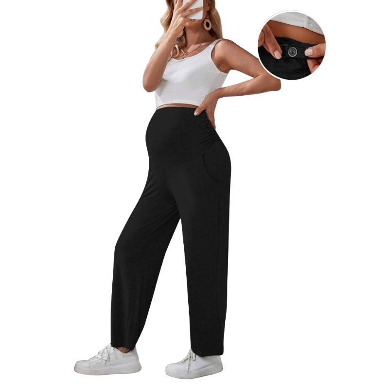 New Women's Straight Leg Pants for Pregnant Women, Loose Nail Buckle Adjustment, Plus Size Women's Maternity Pants