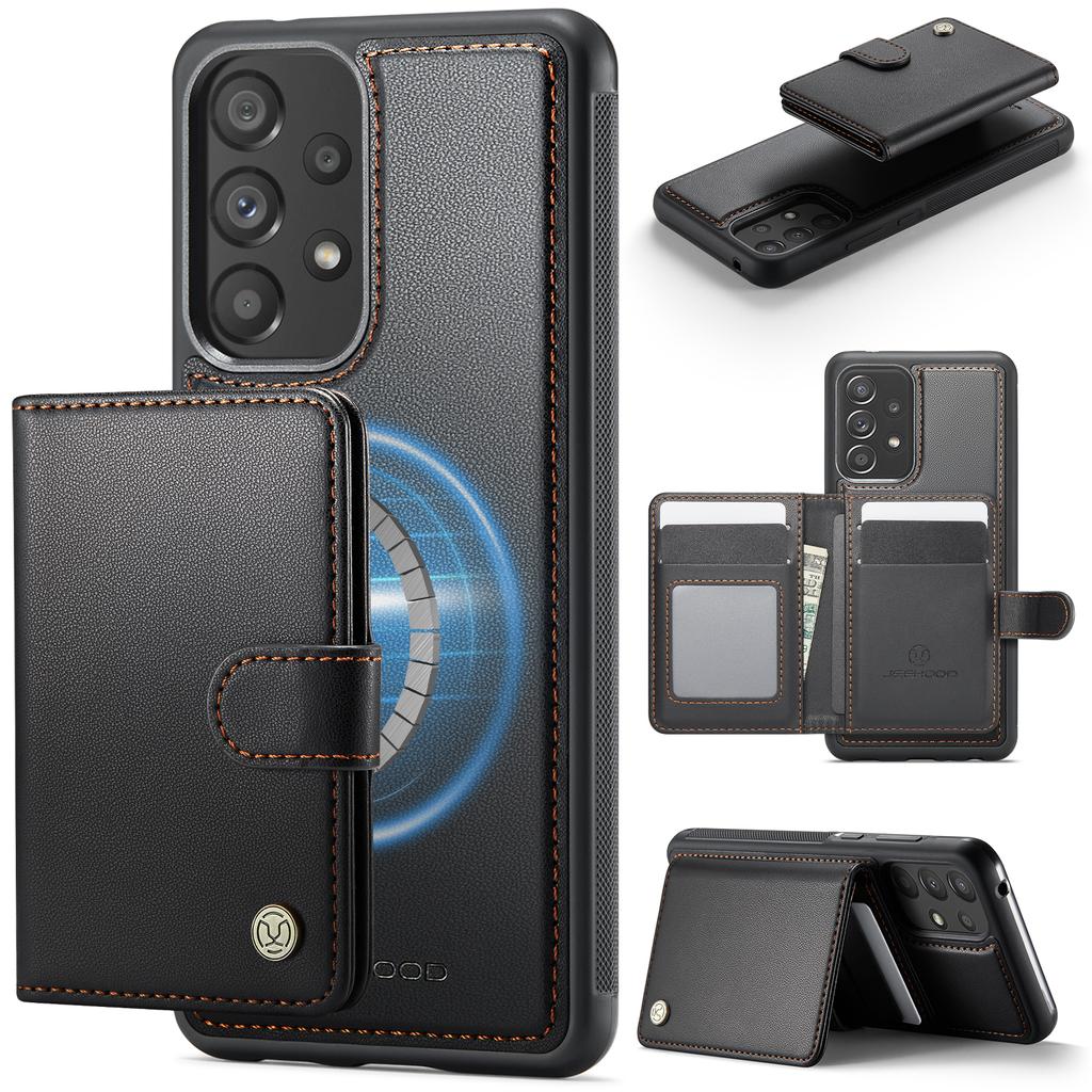 For Samsung Galaxy A52 5G/Galaxy A52s 5G/Galaxy A52 4G Case JEEHOOD J09 RFID Blocking Card Holder Leather Back Phone Cover Magnetic Case