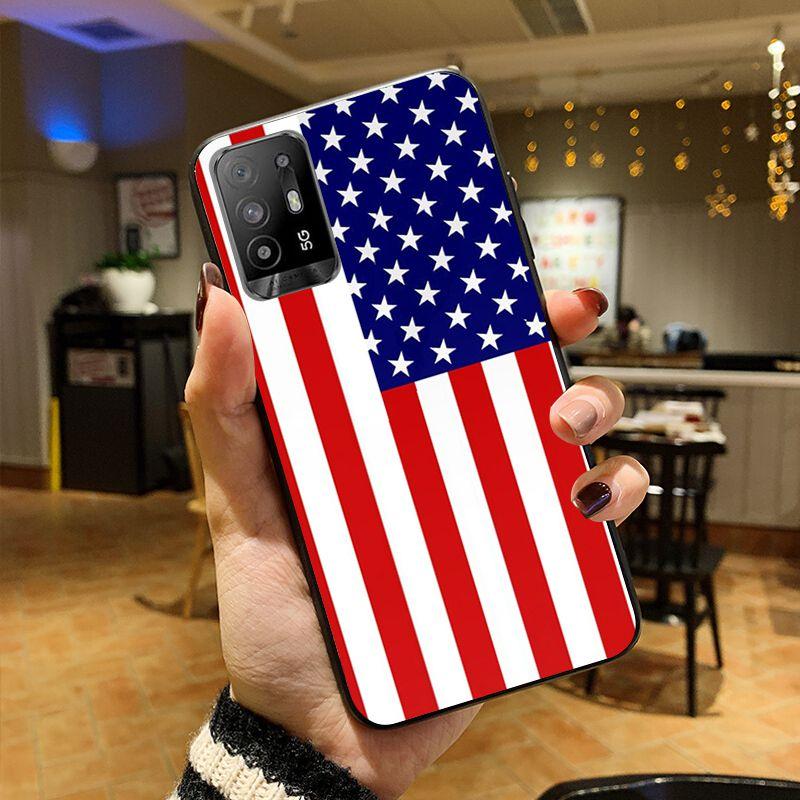 Custodia bandiera americana cover per telefono per OPPO A74 A94 5G A3S A5 A5S A9 A12 A15 A15S A52 A53 A53S A72 A73 2020 A91 5G custodie coque