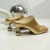 Spring Square Toe Heeled Shoes Fashion Woman Slippers Slingback Mules Shoes Women Pumps Designer 2025 New Trend Women’s Zapatos
