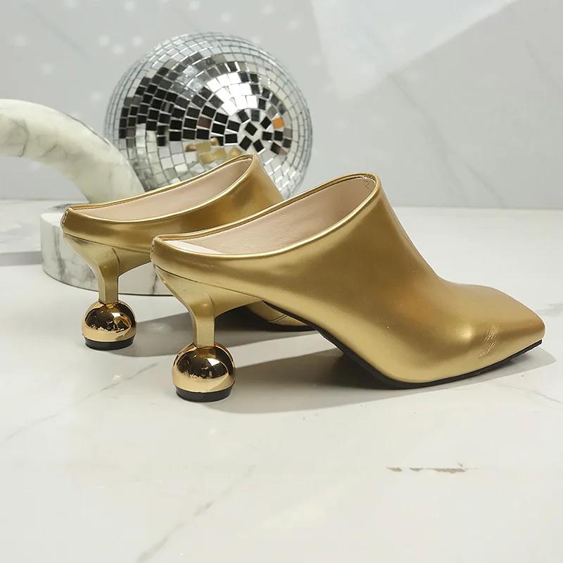 Spring Square Toe Heeled Shoes Fashion Woman Slippers Slingback Mules Shoes Women Pumps Designer 2025 New Trend Women’s Zapatos