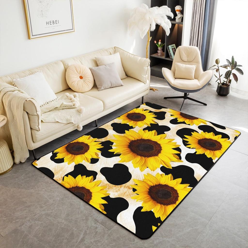 Cow Area Rug Area Rug Milk Cow Decorative Carpet Set for Boys Girls Teens Cartoon Farmhouse Animal Rugs Fruit Indoor Floor Mat