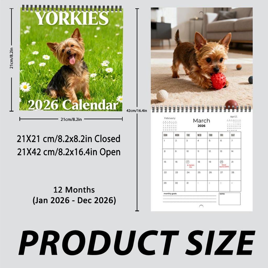 Dog Calendar 2026 Animal Art 12 Monthly Planning Planner 2026 Wall Calendar 12 Month for Bedroom Living Room Kitchen Classroom