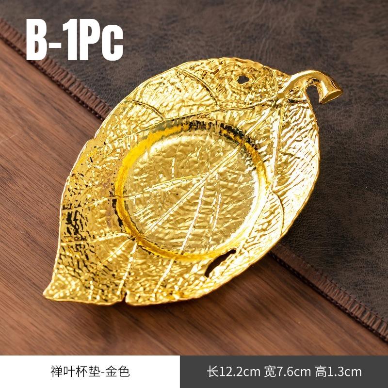 1 Stück Gold Retro Metall Untersetzer Exquisite Isolierunterlage Teetabletts für Zuhause Teeräume Vintage KongFu Teezeremonie Zubehör Geschenk