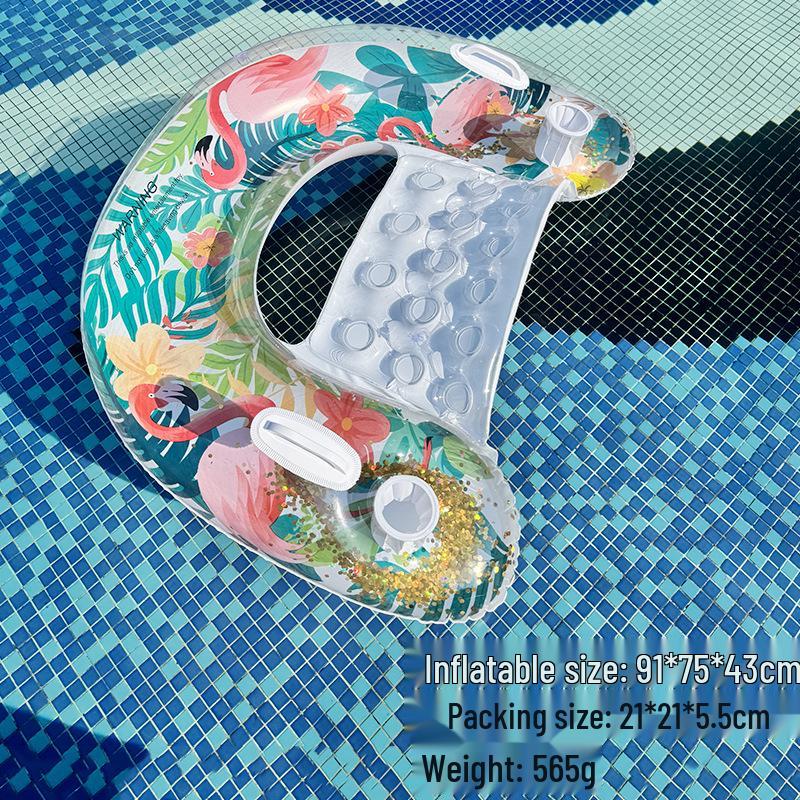 Inflatable PVC Float Recliner: Foldable Striped Swimming Bed