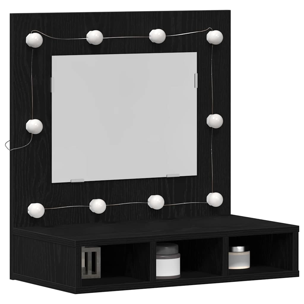 Mirror Cabinet with Shelf Black Oak Effect 60 X 31.5 X 62 Cm