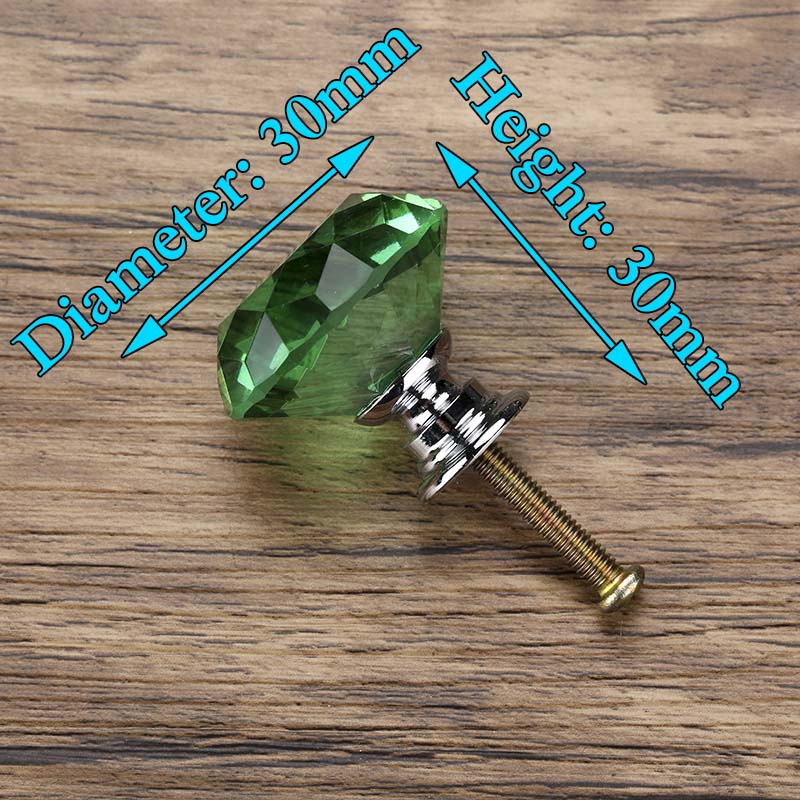 KAK 30mm Diamond Shape Design Crystal Glass Knobs Cupboard Pulls Drawer Knobs Kitchen Cabinet Handles Furniture Handle Hardware