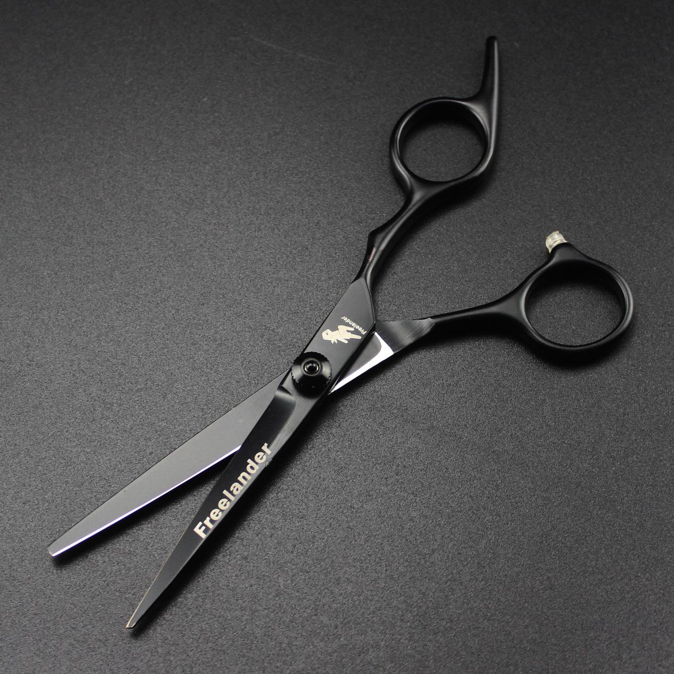 6.0 High Screw Black Gold Hairdressing Scissors - Straight & Thinning Shears, Black Finish