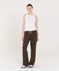 INJIACTIVE Semi-Wide Pleats Banding Pants Brown