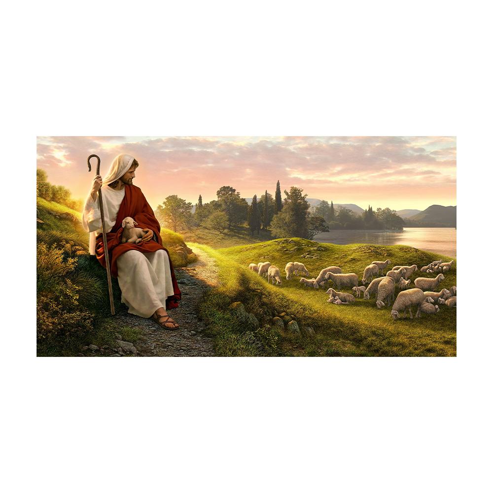 Иисус Христос Пастырь Холст Настенное Искусство Современный Религиозный Бог Постер HD Печать Картина Изображение Произведение Искусства для Спальни Гостиной Декор Без Рамки 20x40cm NoFrame
