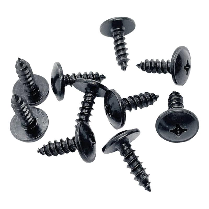 10pcs Black Self-tapping Screws 6mm Big Head 16mm for Car Motorcycle Bumper Fender Engine Guard