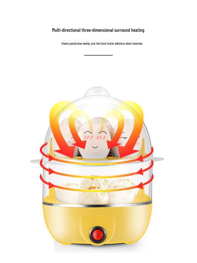 Compact Dual-Layer Stainless Steel Egg Steamer & Breakfast Maker