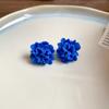 Vintage Blue 3D Flower Stud Earrings Floral Drops Everyday Jewelry for Women PD2520