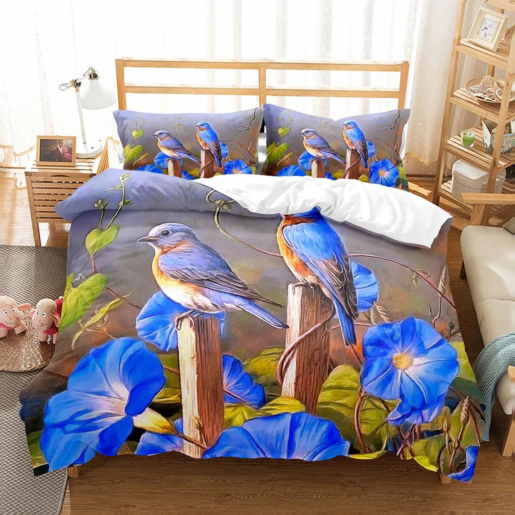 Comforter Cute Birds Wild Animals Pattern Polyester Comforter With For Men Women Bedding Set King Size