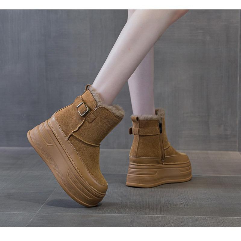 Thick-soled heightening snow boots women's Martin boots winter new velvet thickened large cotton shoes short boots