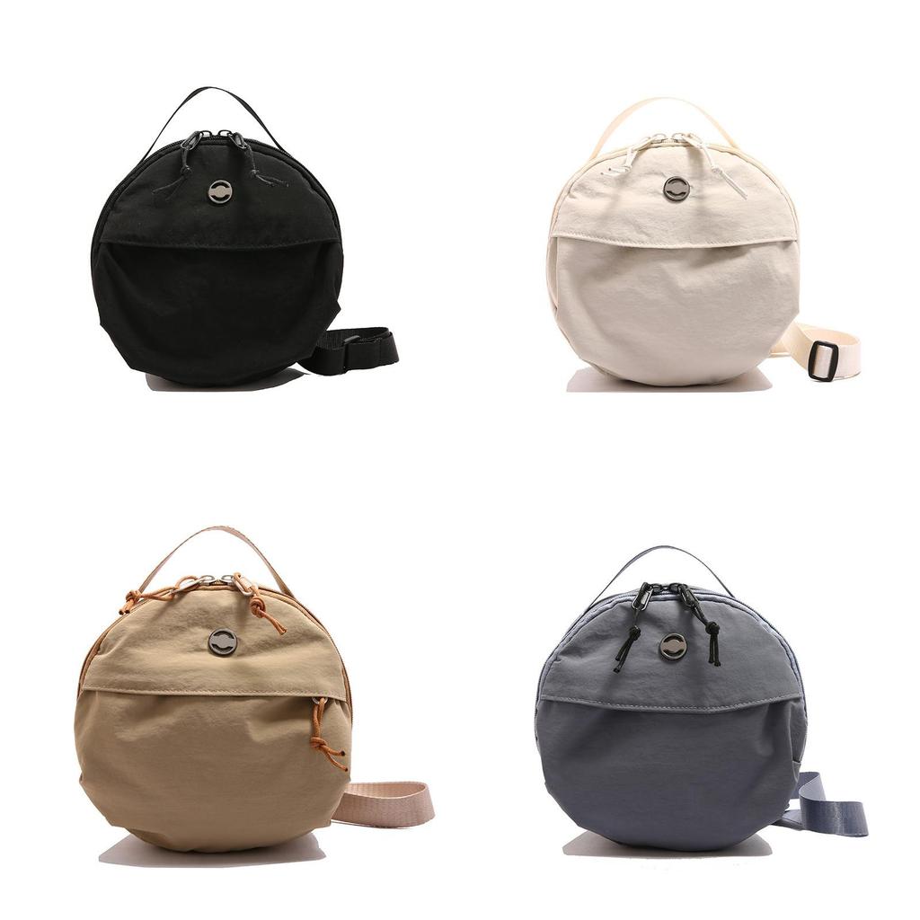 Small Nylon Round Purse With Zipper Compartment And Inner Slip Pocket For Daily Womens Style