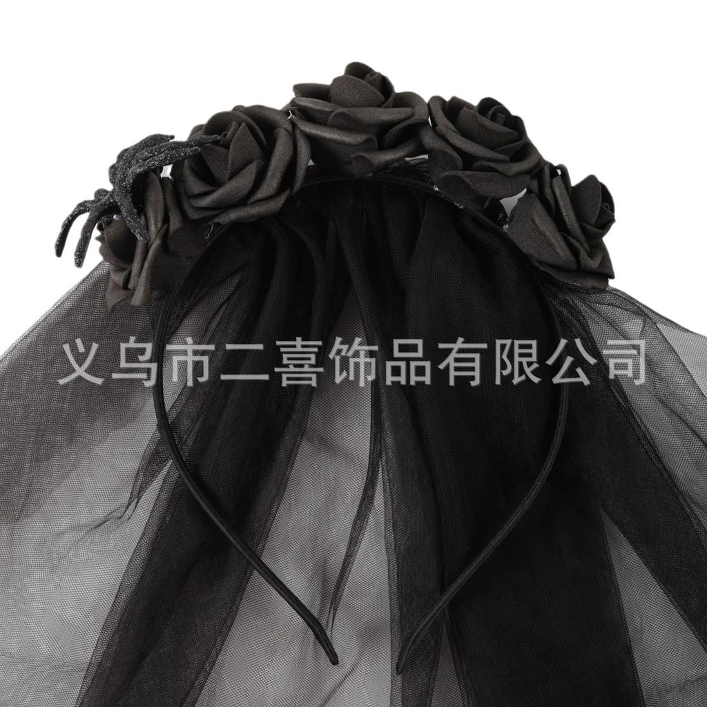 New Halloween headband rose spider with web headband ghost festival party atmosphere decorative headgear