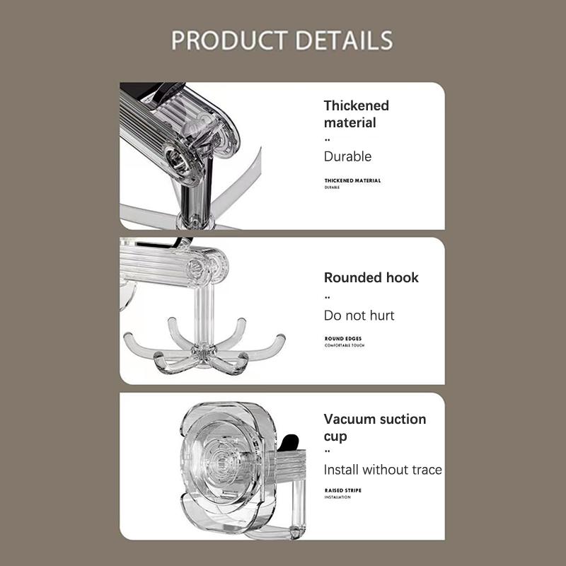 Suction Cup Six-Claw Swivel Hook- 360Dgree Rotating Six-Claw Suction Cup Hook,Kitchen Utensil Holder 360 Degrees Rotating Folding