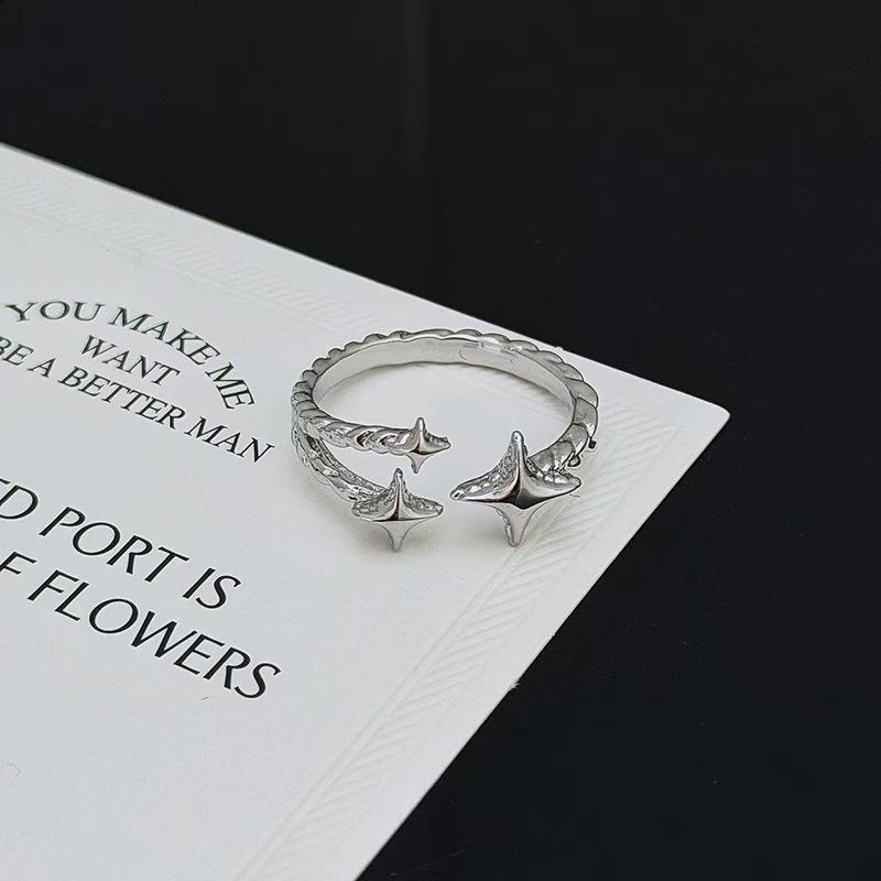 

Astral Personality Punk Minimalist Zircon Irregular Open Ring Women S Niche Premium Sense Stacked Index Finger Ring Adjustable opening
