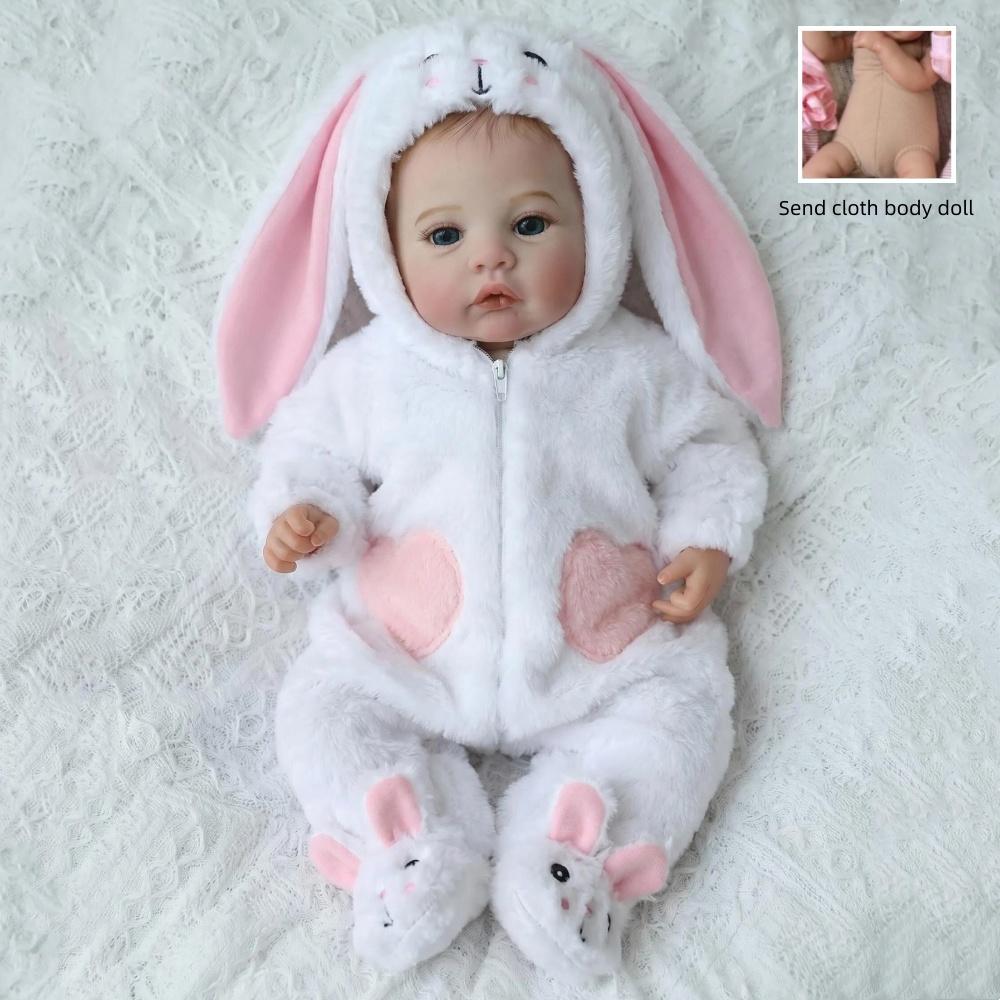 

Realistic 18 Inch Bebe Simulation Doll Meadow Soft Cloth Body Bathable Full Silicone Girl Reborn Doll Handmade 3D Painting Skin Rebirth Dolls for Kids cloth body