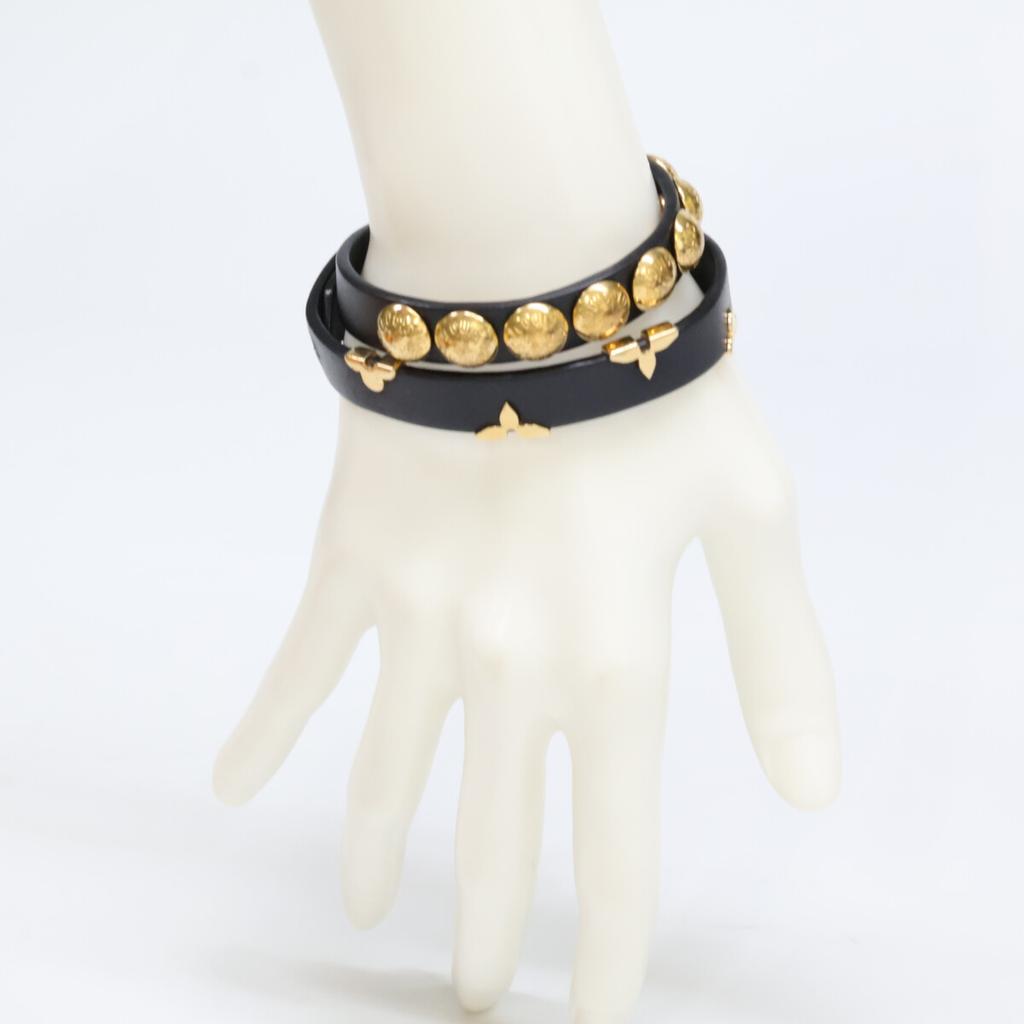 LOUIS VUITTON M6557 Brasserie Daily Monogram Bracelet 17 Black / goldUsed