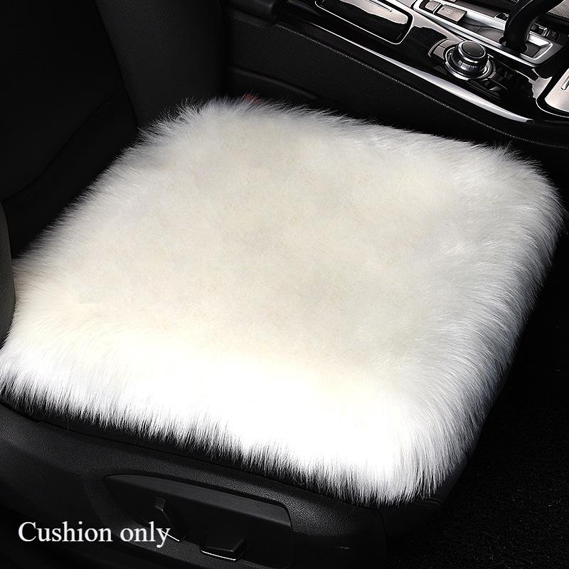 Warm Plush Car Seat Covers Universal Long Wool Fur Car Front Seat Protect Cushion Mat Warm Thick Plush Cushion Seat Cover