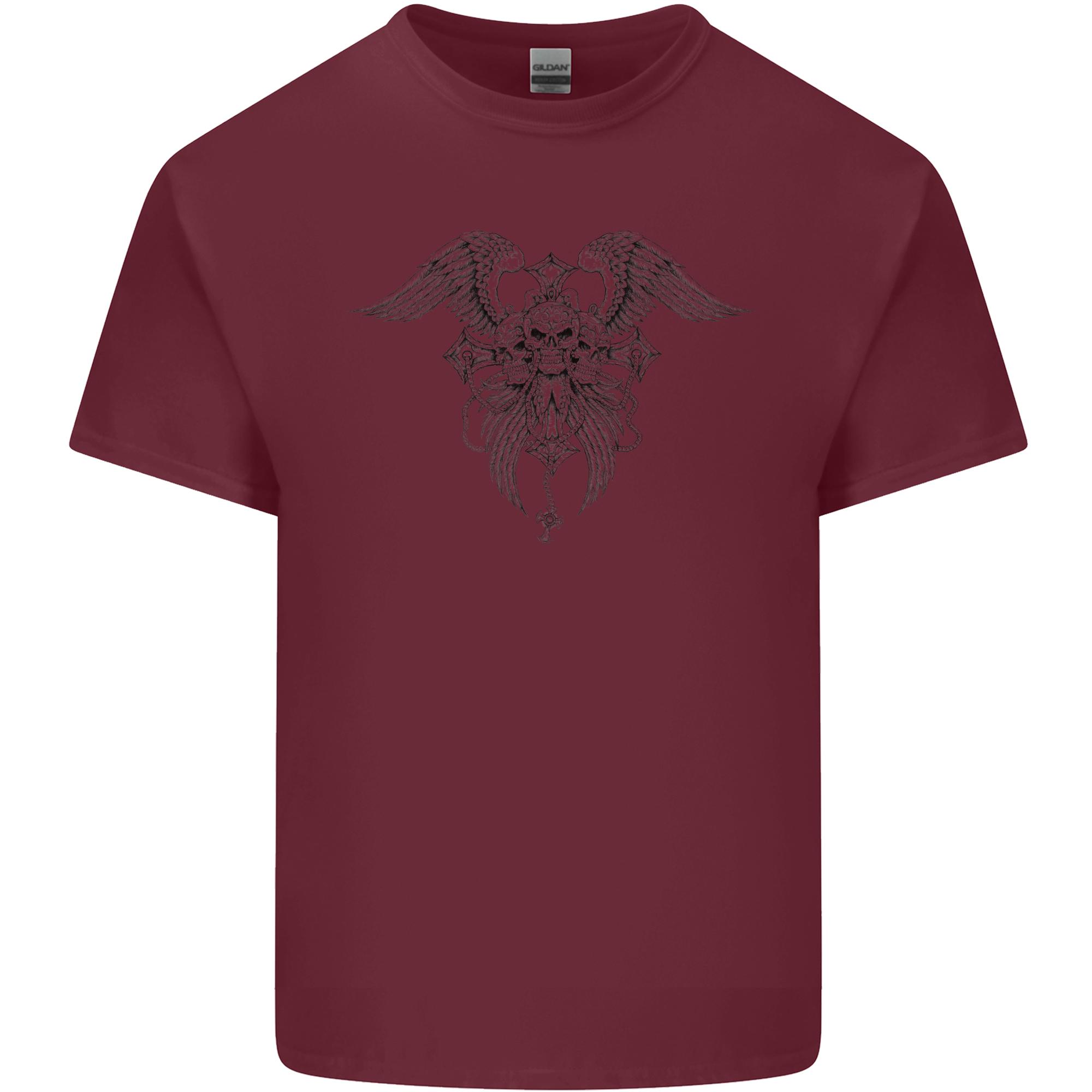 Cross Skull Wings Gothic Biker Heavy Metal Unisexs Light Cotton TShirt S