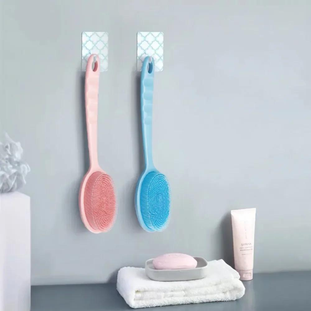 Double-Sided Silicone Back Scrubber Long Handle Body Bath Brushes Mud Back Scrubber Shower Massage Exfoliation Brush Body Wash