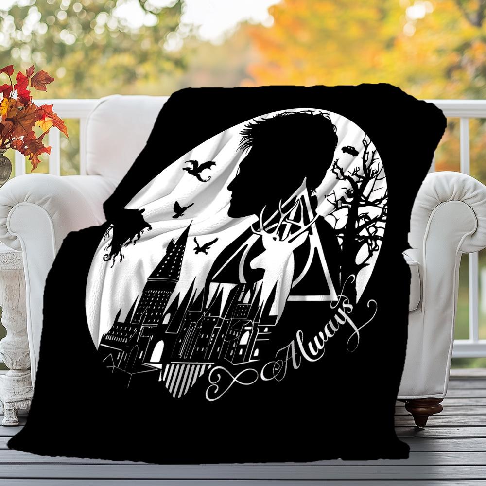 1pc Hogwarts Always Deathly Hallows Outdoor Flannel Throw Blanket All Season Soft Warmth,Home Decor 1031045