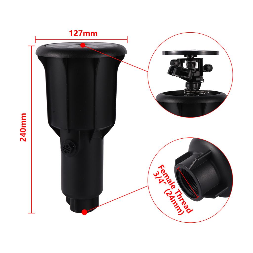 Popup Rocker Rotary Sprinkler 3/4" Female Thread Automatic Scattering Impact Nozzle Garden Greenhouse Irrigation Watering Tools