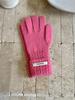 Women's Pink Wool Blend Knitted Gloves - Korean Style Cute Windproof Winter Cycling Gloves